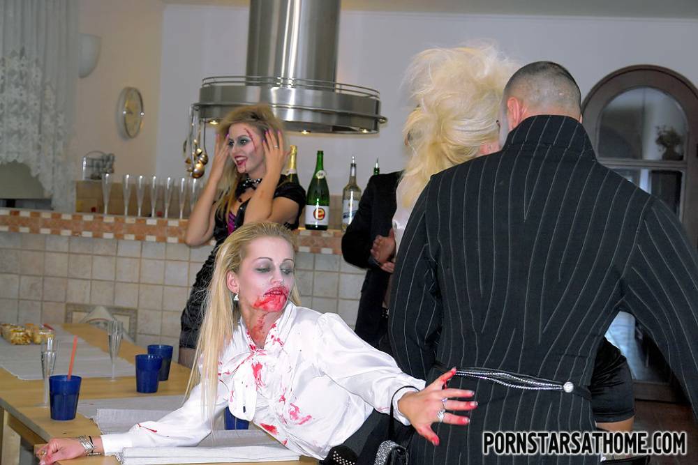 Jizz starving pornstars enjoy a wild sex orgy at the Halloween cosplay party - #2