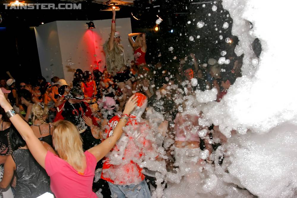 Filthy MILFs have some lesbian and blowjob fun at the wild foam party - #4