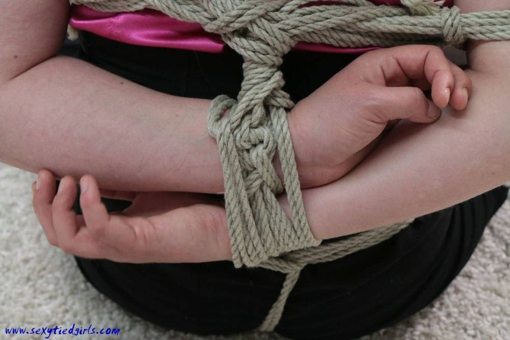 Short haired blonde with big naturals is tied up with rope while ballgagged - #10