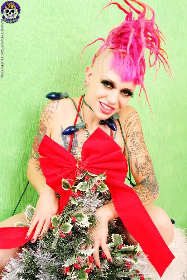Tattooed pierced, shaved punk Christmas babe - #6