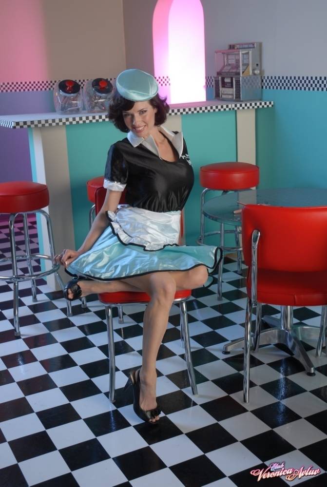 MILF Veronica Avluv strips off her waitress uniform and sheer underwear - #14