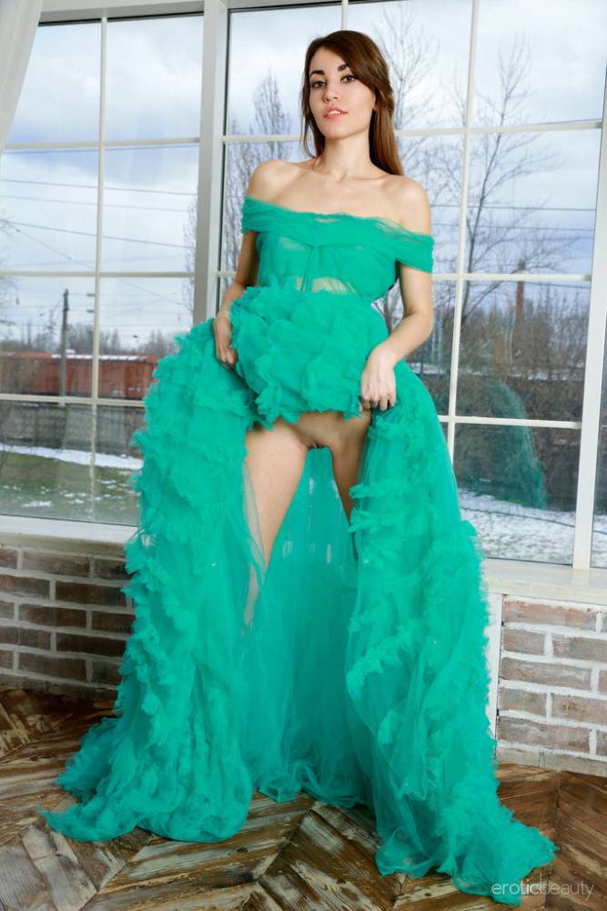 Rosie Lauren is beautiful in her big green gown She takes it off and shows her - #11
