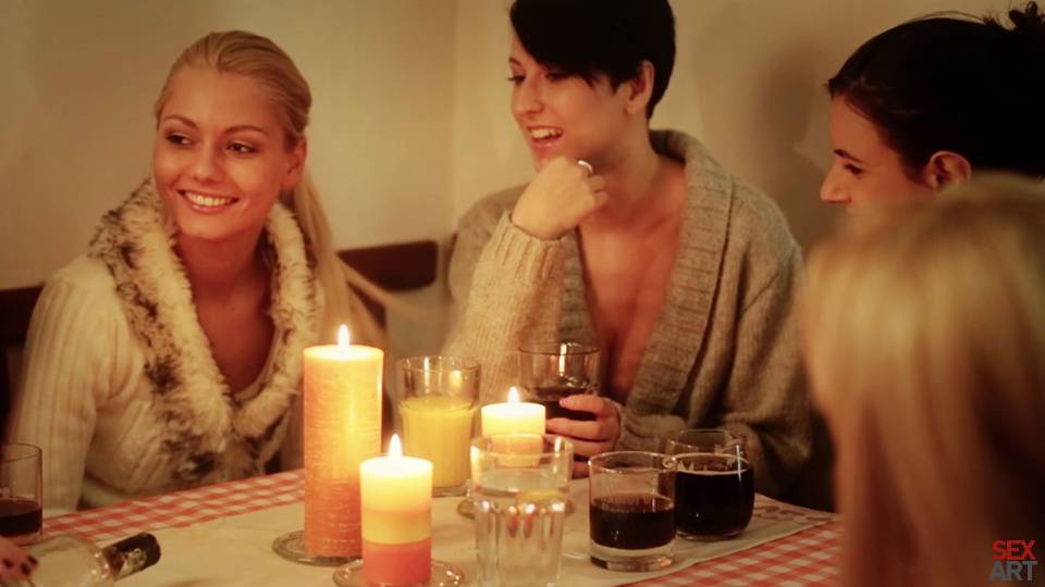 Group sex breaks out among friends sharing mixed drinks by candlelight - #5