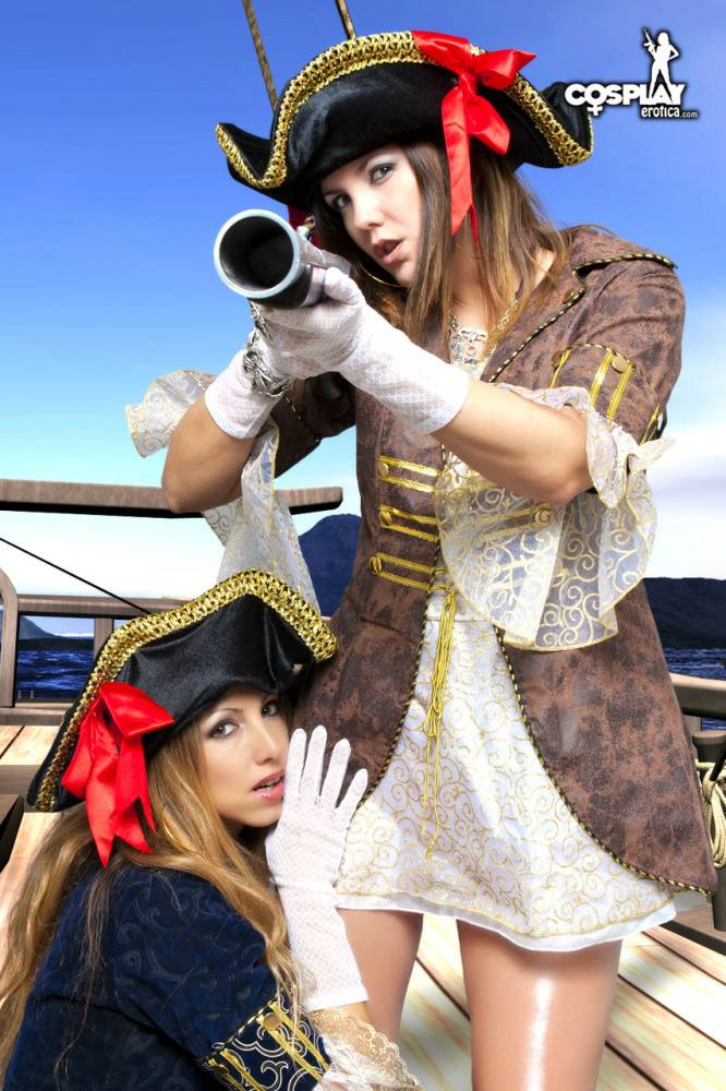 Female pirates partake in lesbian foreplay while on board a vessel - #11