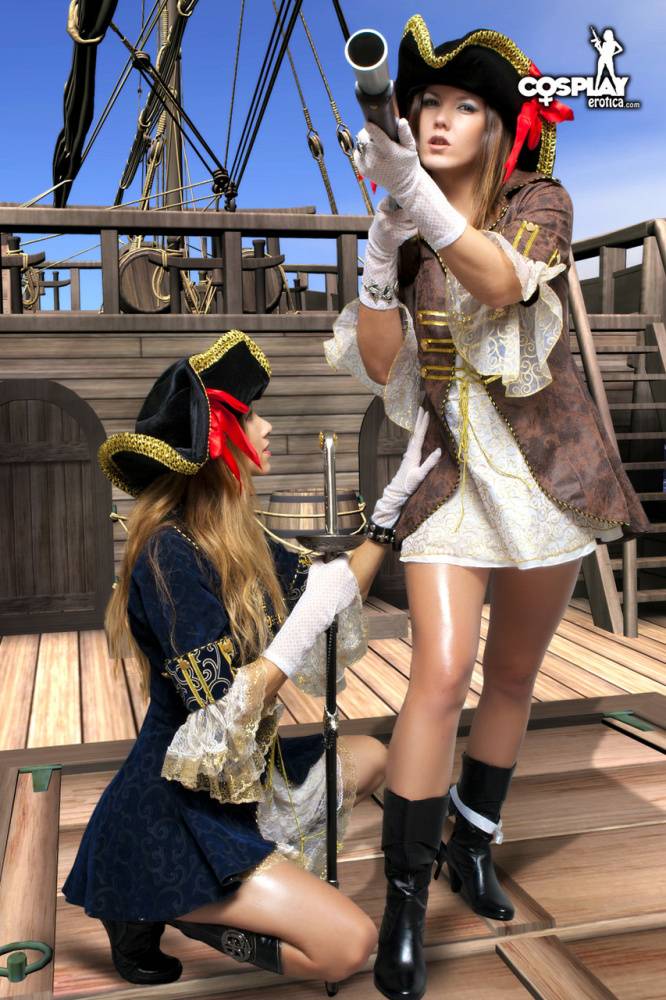 Female pirates partake in lesbian foreplay while on board a vessel - #4