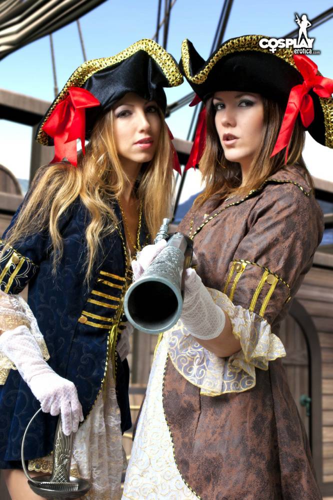 Female pirates partake in lesbian foreplay while on board a vessel - #8