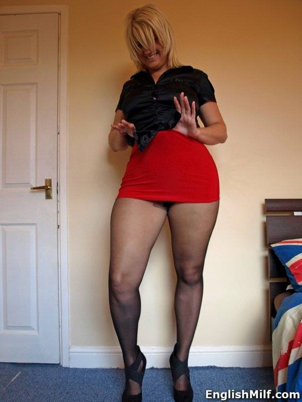 Hot mature fatty Daniella English in black pantyhose flaunting her big ass - #13