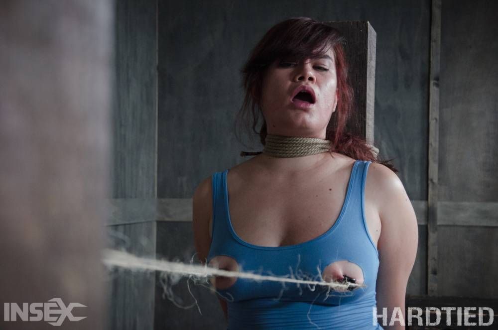 Overweight chick Tegan Trex pisses herself while enslaved in bondage - #10