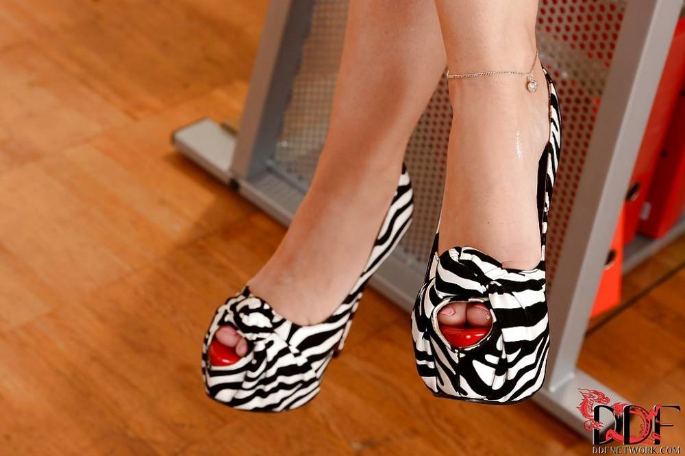 European babe Jess West wears zebra high-heels and tight panties - #12