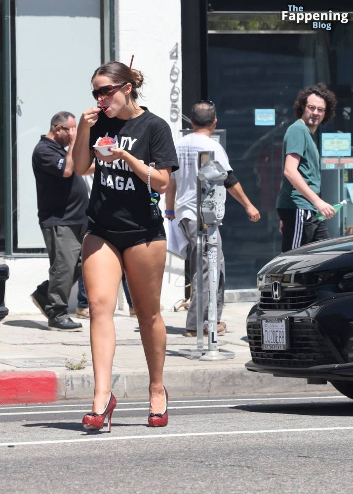 Addison Rae Rocks Bold “Lady Gaga” Tee and Red Heels in Los Angeles (27 Photos) - #26