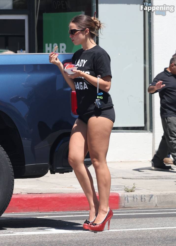 Addison Rae Rocks Bold “Lady Gaga” Tee and Red Heels in Los Angeles (27 Photos) - #7