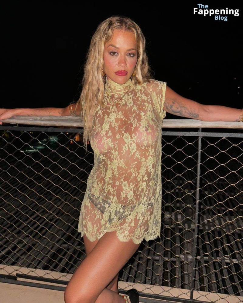 Rita Ora Shows Off Her Nude Boobs While Posing in a Sheer Dress (2 Photos) - #1