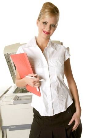 Sizzling hot busty secretary Zuzana works the copy machine in black stockings - #main