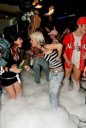 Adorable babes and horny guys are into hardcore foam sex party on amateurlikes.com