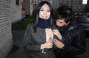 Asian girl Yiki gets involved in MMF sex in an alley with big cocks on amateurlikes.com