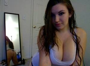 Teen with huge double D tits cant stop playing with them on amateurlikes.com