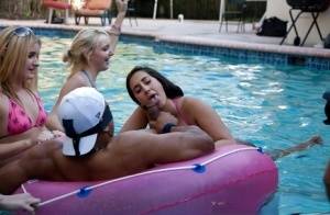 Fantastic outdoor party at the pool with a bunch of how wet chicks on amateurlikes.com