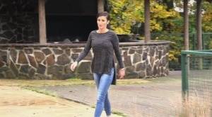 Busty Gabriellla Gucci in jeans undressing and pissing in public on amateurlikes.com