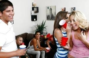 Teen Kiera King and Kiara Diane seduce a guy to groupsex at the party on amateurlikes.com