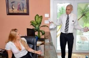Clothed office worker unveiling big tits while fucking co-worker on amateurlikes.com