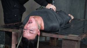 London River is mummified and tied down before being throat fucked in dungeon on amateurlikes.com